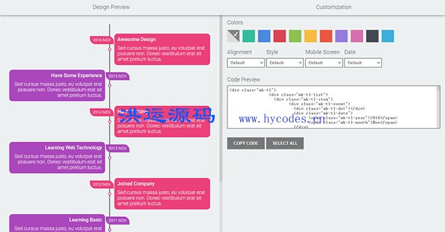 CSS3带编辑器可定制的时间轴插件